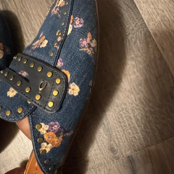 Coach Women's Studded Floral Denim Clogs - Picture 10 of 11